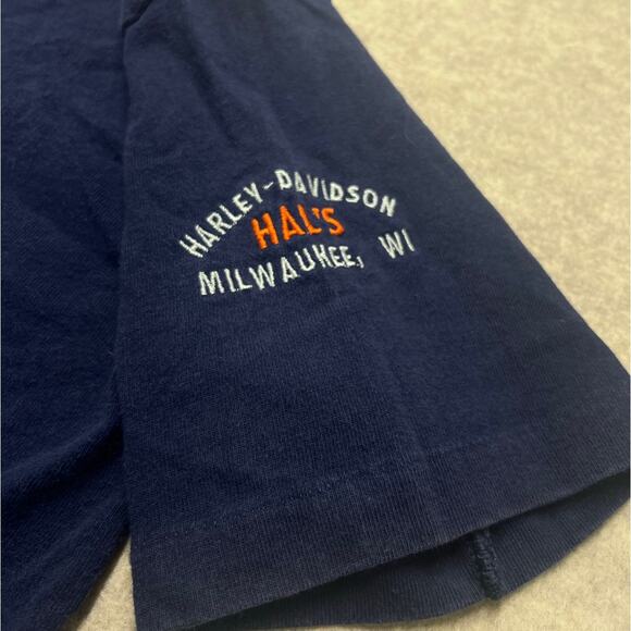 Vintage Harley Davidson Blue Single Stitch Tee Eagle Logo USA Made Medium - Picture 3 of 7